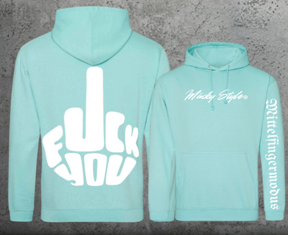 FuckYou - Mittelfingermodus Weiss Hoodie Unisex Backprint