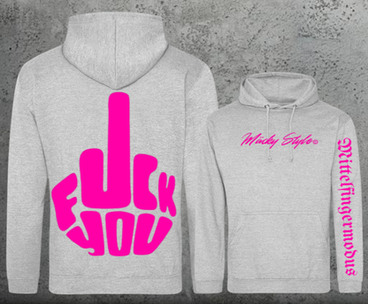 FuckYou - Mittelfingermodus Pink Hoodie Unisex Backprint