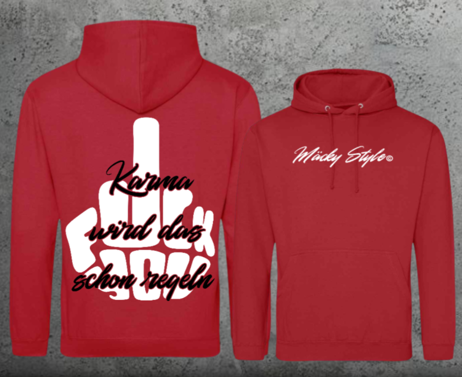 FuckYou Karma (Weiss/Schwarz) Hoodie Unisex Backprint