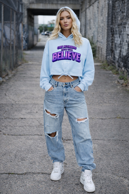 Stay Authentic Cropped Oversize Hoodie Woman