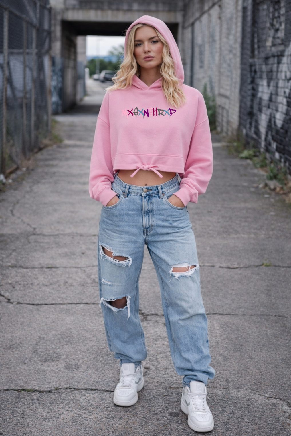 MXSXNTHRXP Color Cropped Oversize Hoodie Woman