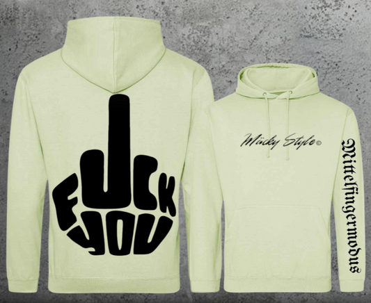 FuckYou - Mittelfingermodus Schwarz Hoodie Unisex Backprint