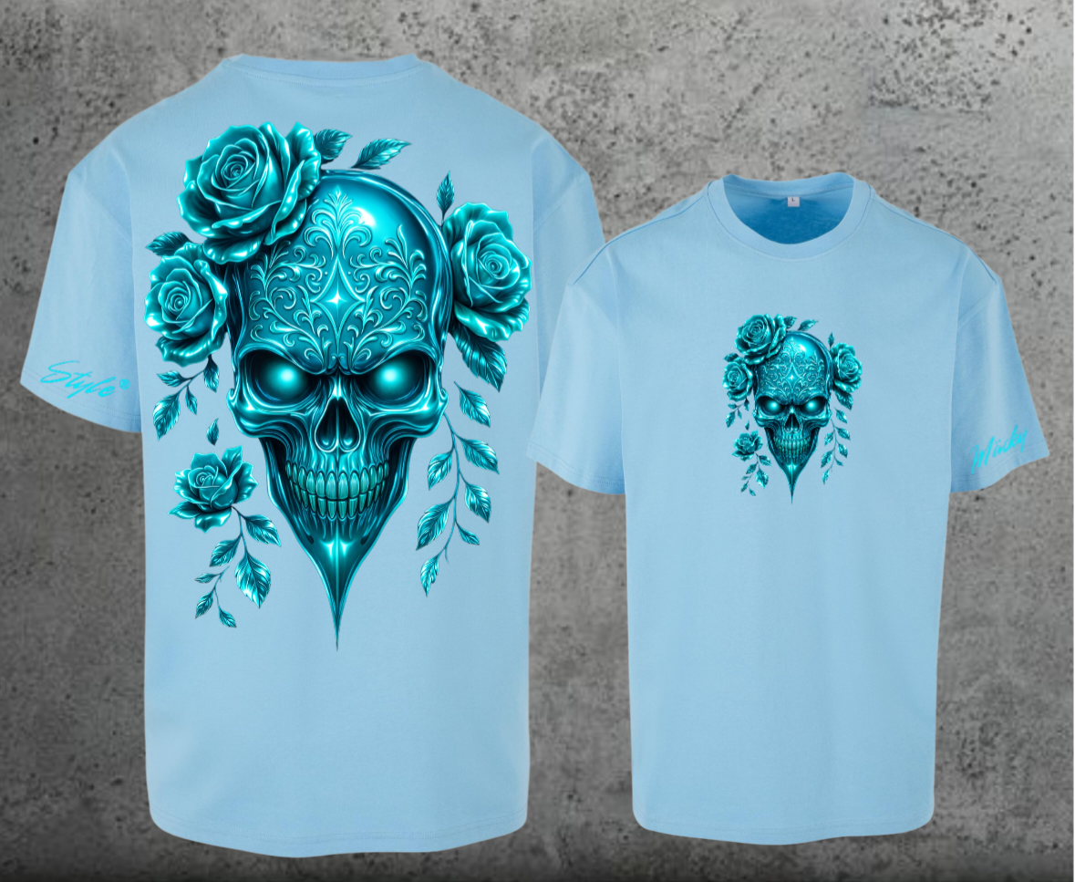 Metalic Totenkopf Mint Oversize Shirt Backprint