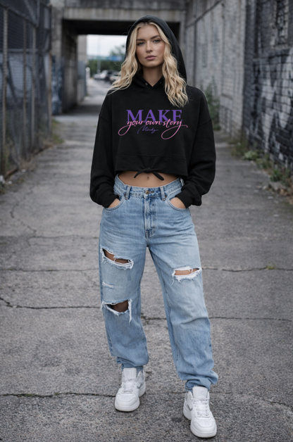 Felpa con cappuccio oversize corta con motivo dito medio da donna