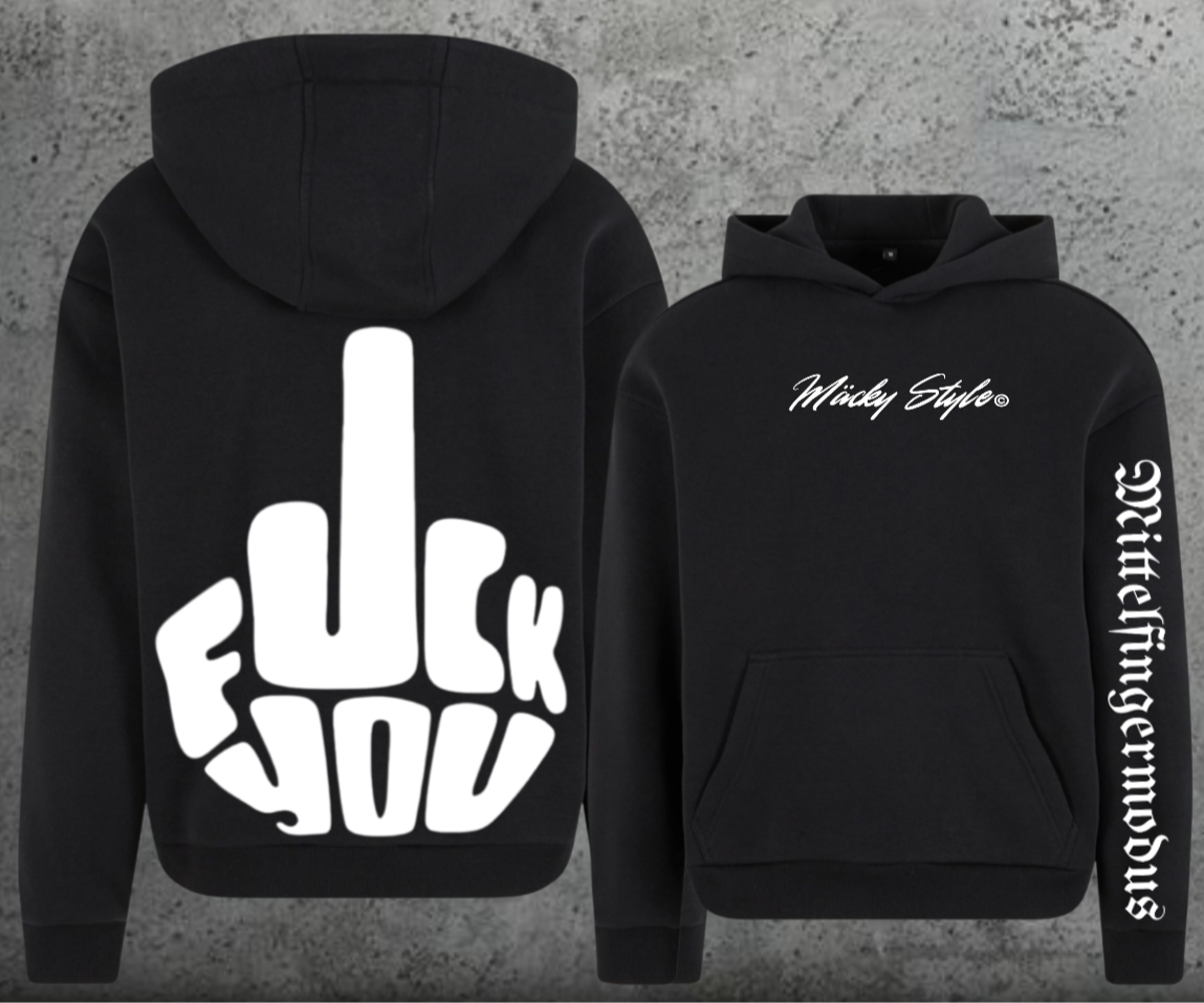 FuckYou - Mittelfingermodus Weiss Hoodie Soft Backprint
