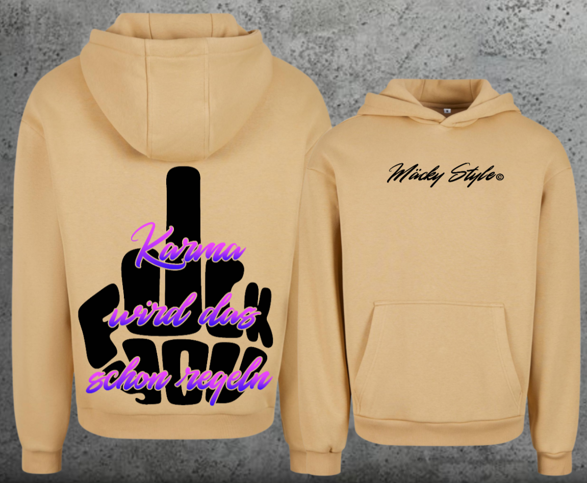 FuckYou Karma (Schwarz/Bunt) Hoodie Soft Backprint