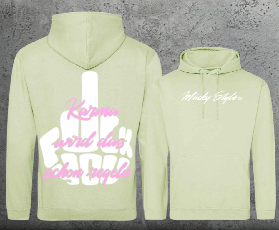 FuckYou Karma (Weiss/Rosa) Hoodie Unisex Backprint