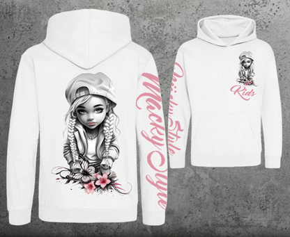 Flower Big Girl Kids Hoodie Unisex
