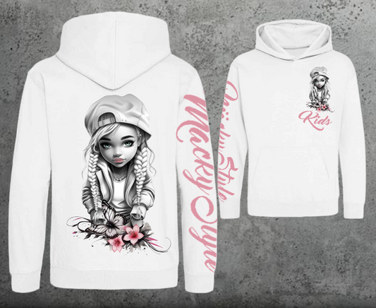 Flower Big Girl Kids Hoodie Unisex