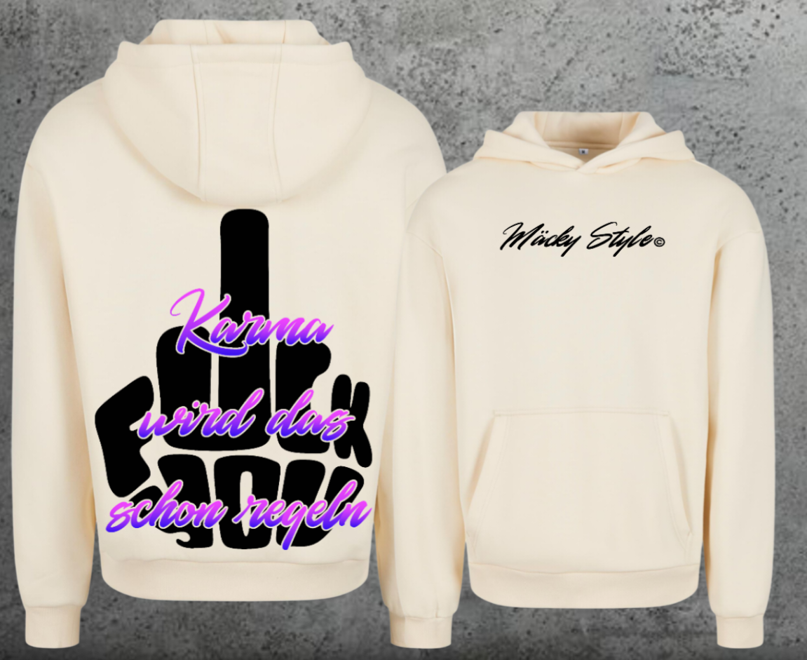 FuckYou Karma (Schwarz/Bunt) Hoodie Soft Backprint