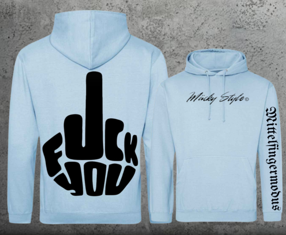 FuckYou - Mittelfingermodus Schwarz Hoodie Unisex Backprint