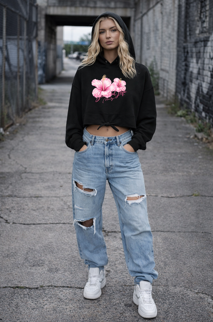 Beautiful Life Cropped Oversize Hoodie Woman