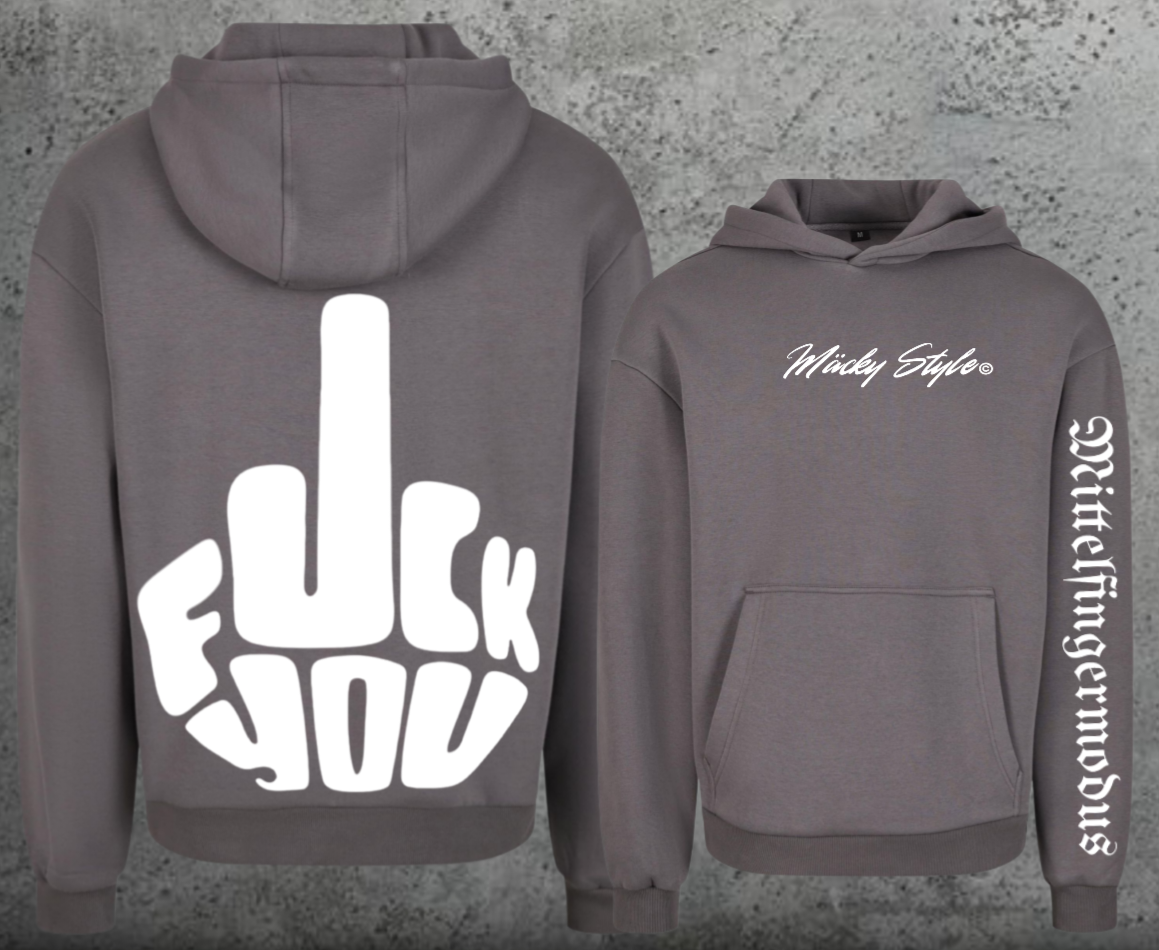 FuckYou - Mittelfingermodus Weiss Hoodie Soft Backprint