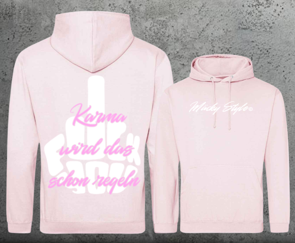 FuckYou Karma (Weiss/Rosa) Hoodie Unisex Backprint