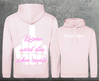 FuckYou Karma (White/Pink) Hoodie Unisex Backprint