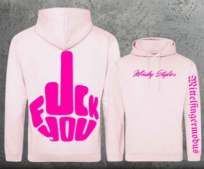 FuckYou - Mittelfingermodus Pink Hoodie Unisex Backprint