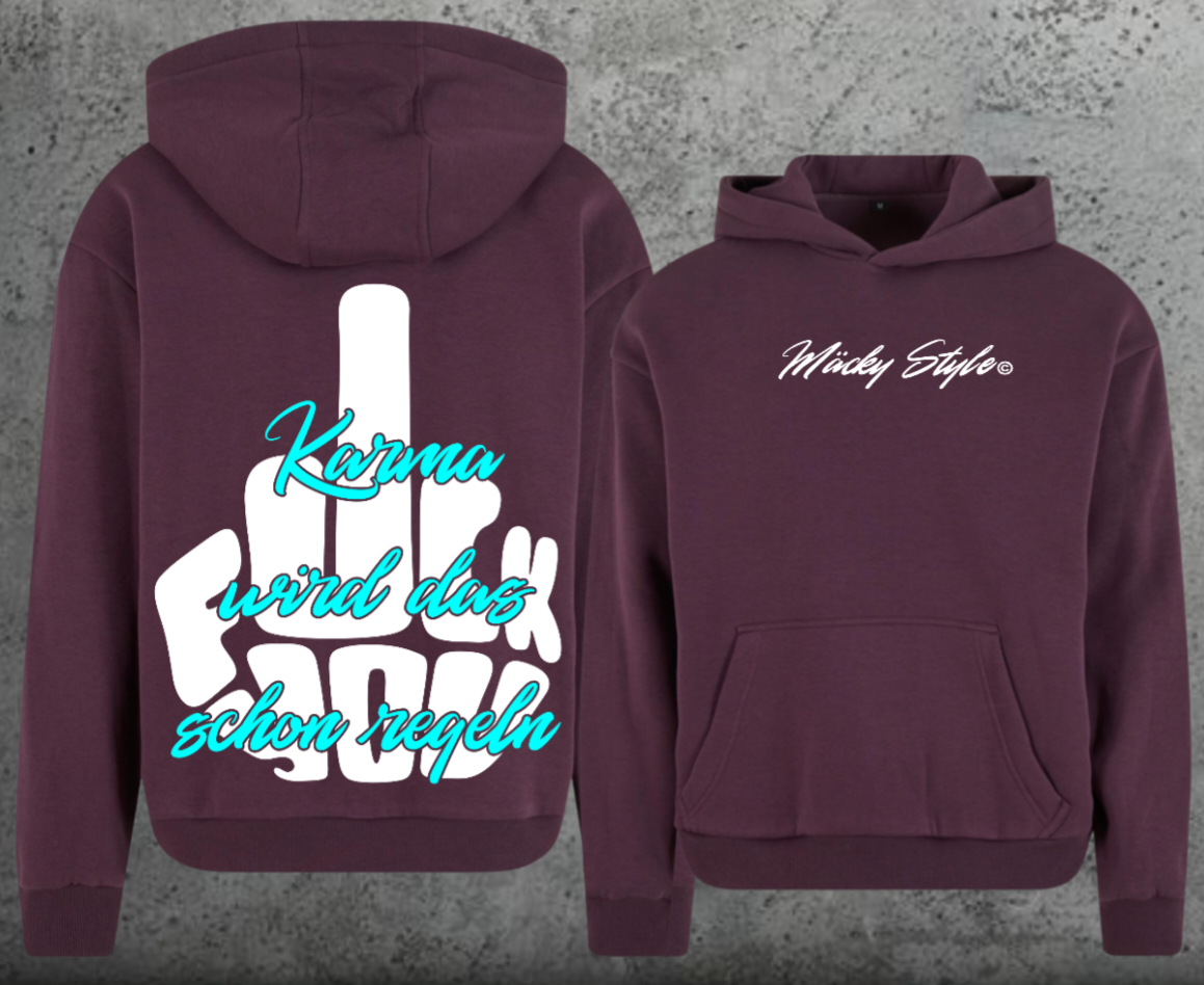 FuckYou Karma (Weiss/Türkis) Hoodie Soft Backprint