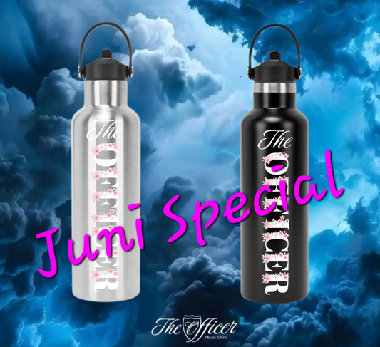 The Officer Flower Dekorative Alu-Trinkflasche