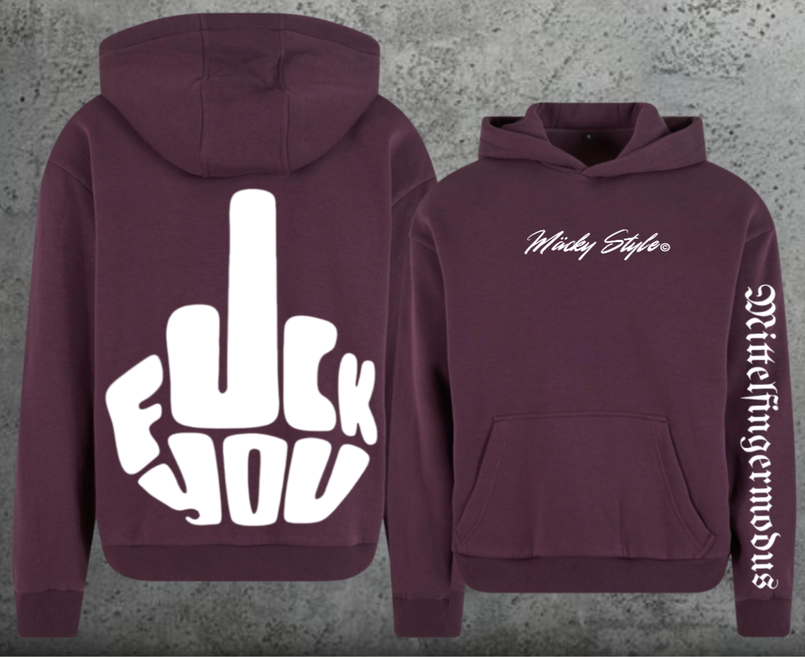FuckYou - Mittelfingermodus Weiss Hoodie Soft Backprint