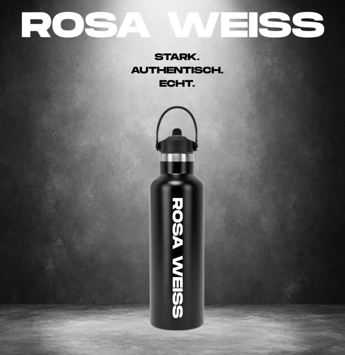 ROSA WEISS -  Dekorative Alu-Trinkflasche