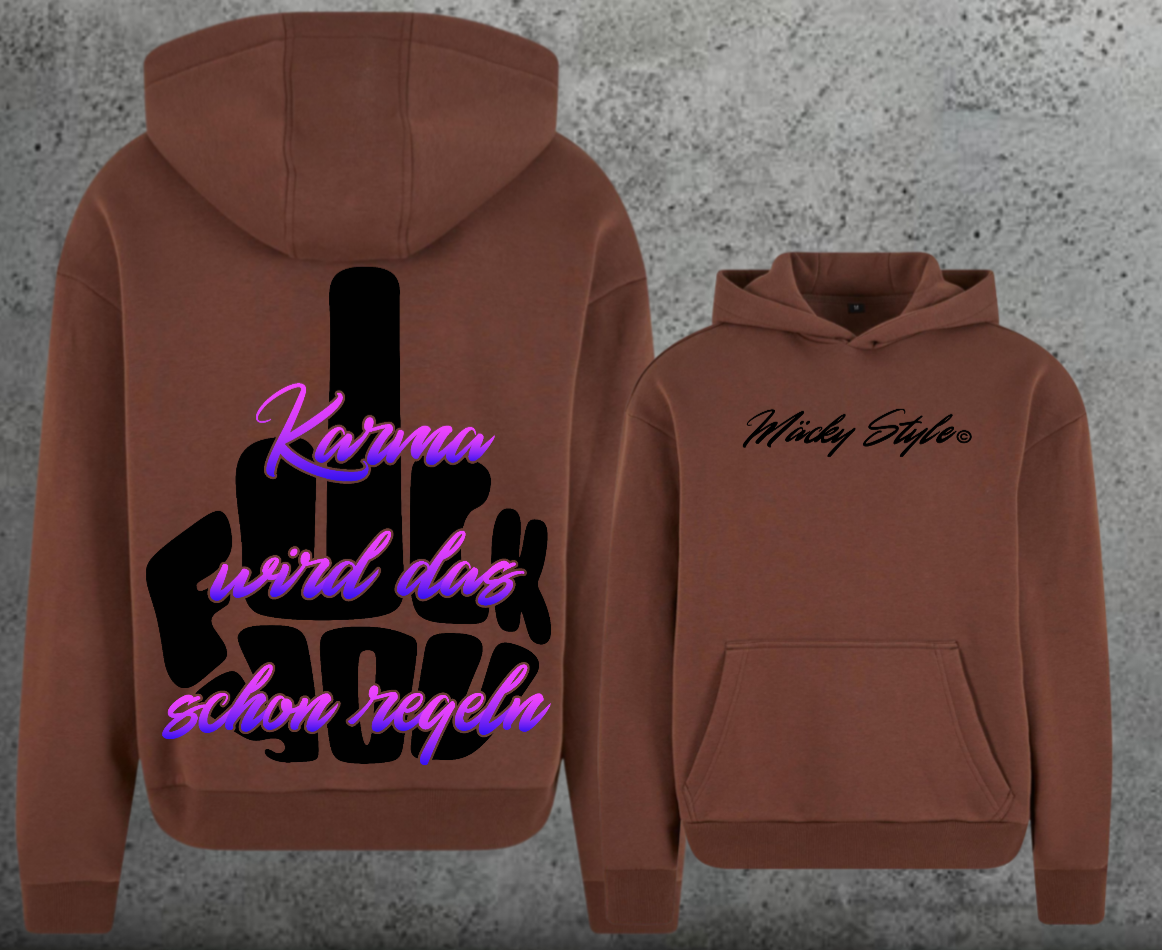 FuckYou Karma (Schwarz/Bunt) Hoodie Soft Backprint
