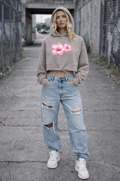 Beautiful Life Cropped Oversize Hoodie Woman