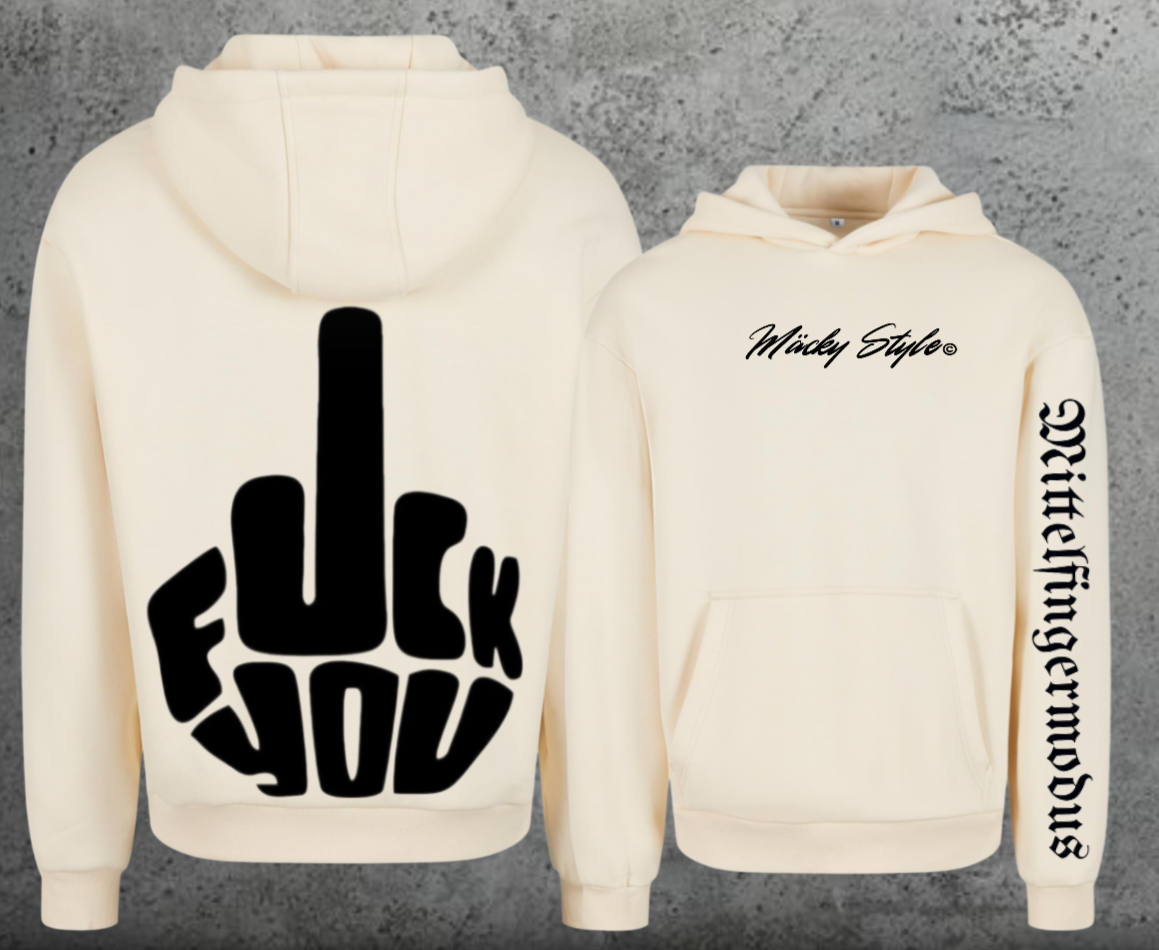FuckYou - Mittelfingermodus Schwarz Hoodie Soft Backprint