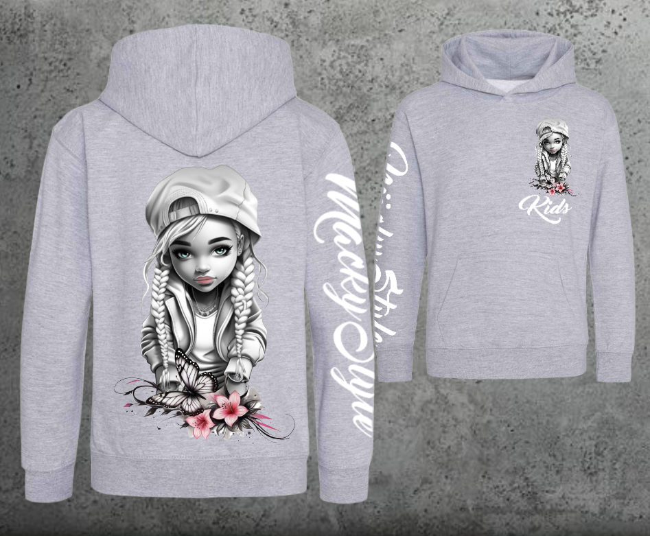 Flower Big Girl Kids Hoodie Unisex