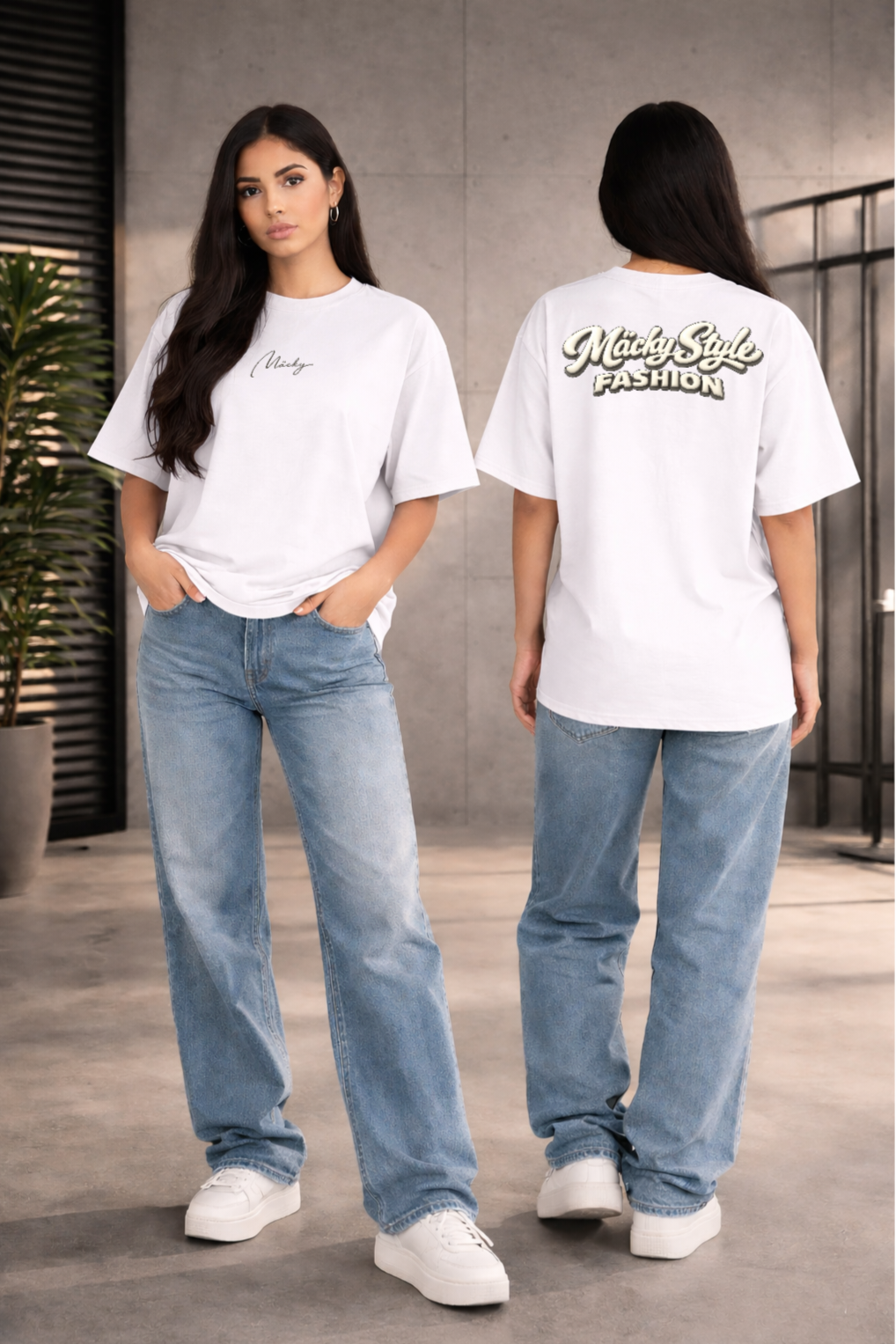 Camicia oversize con stampa sul retro 