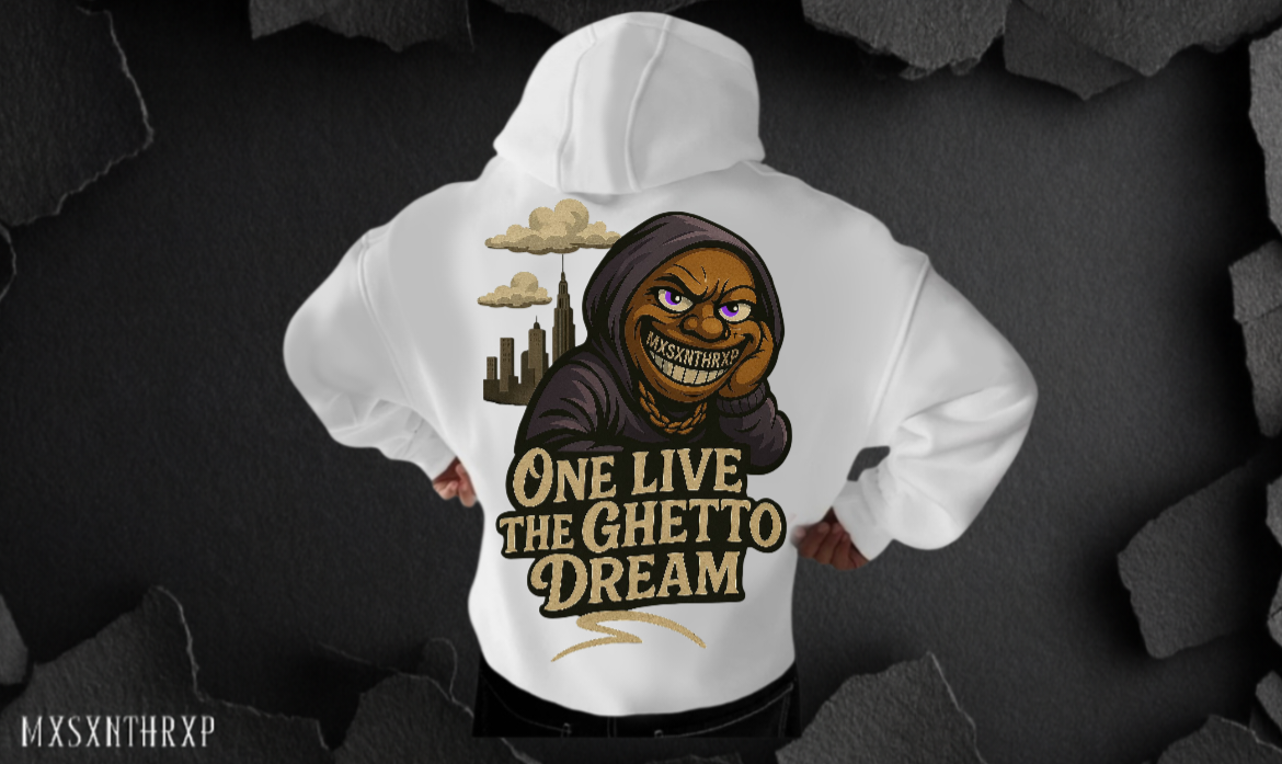 ONE LIVE THE GHETTO DREAM Hoodie Soft Backprint Unisex