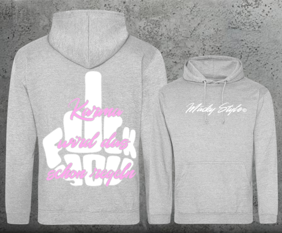 FuckYou Karma (Weiss/Rosa) Hoodie Unisex Backprint