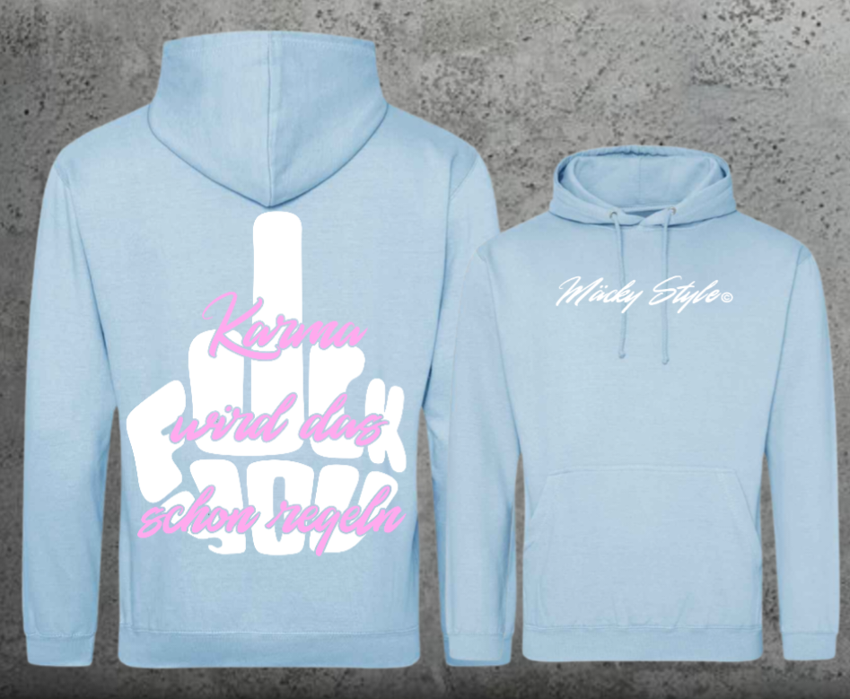 FuckYou Karma (Weiss/Rosa) Hoodie Unisex Backprint