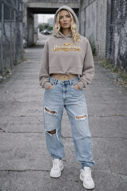 Prinzessin Arschloch Cropped Oversize Hoodie Woman