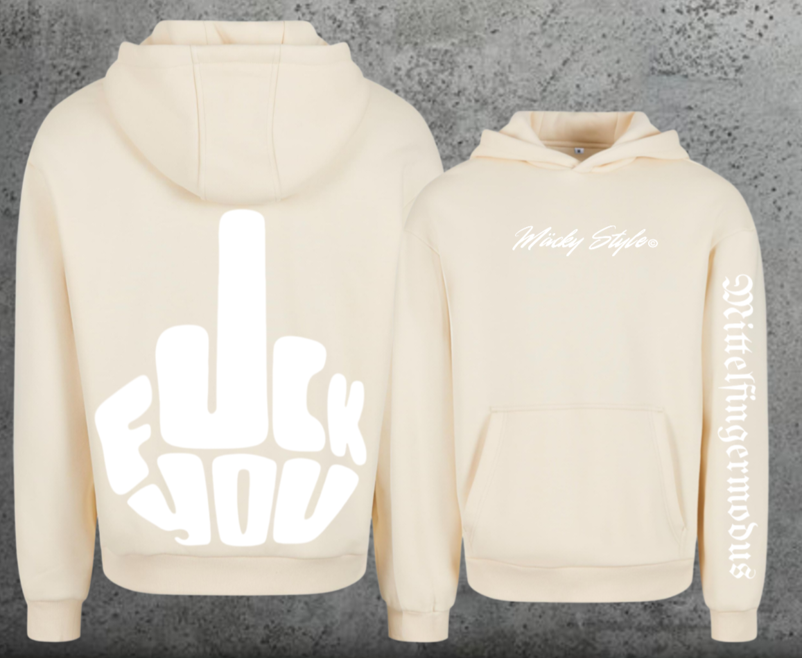 FuckYou - Mittelfingermodus Weiss Hoodie Soft Backprint