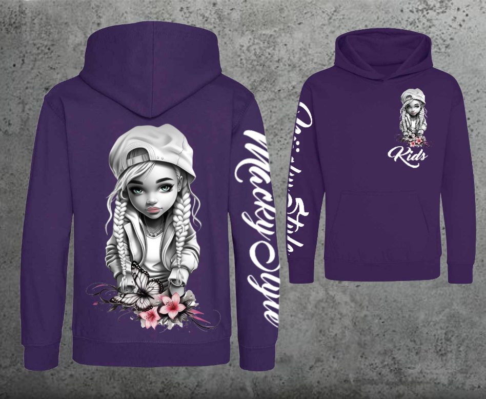 Flower Big Girl Kids Hoodie Unisex