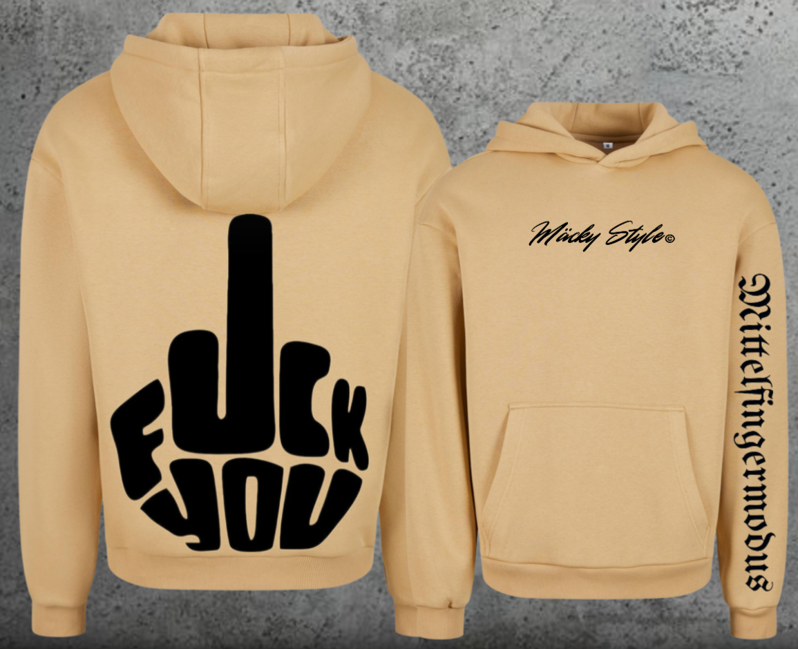 FuckYou - Mittelfingermodus Schwarz Hoodie Soft Backprint