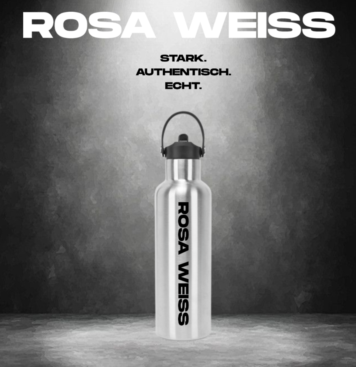 ROSA WEISS -  Dekorative Alu-Trinkflasche