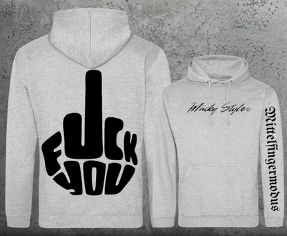 FuckYou - Mittelfingermodus Schwarz Hoodie Unisex Backprint