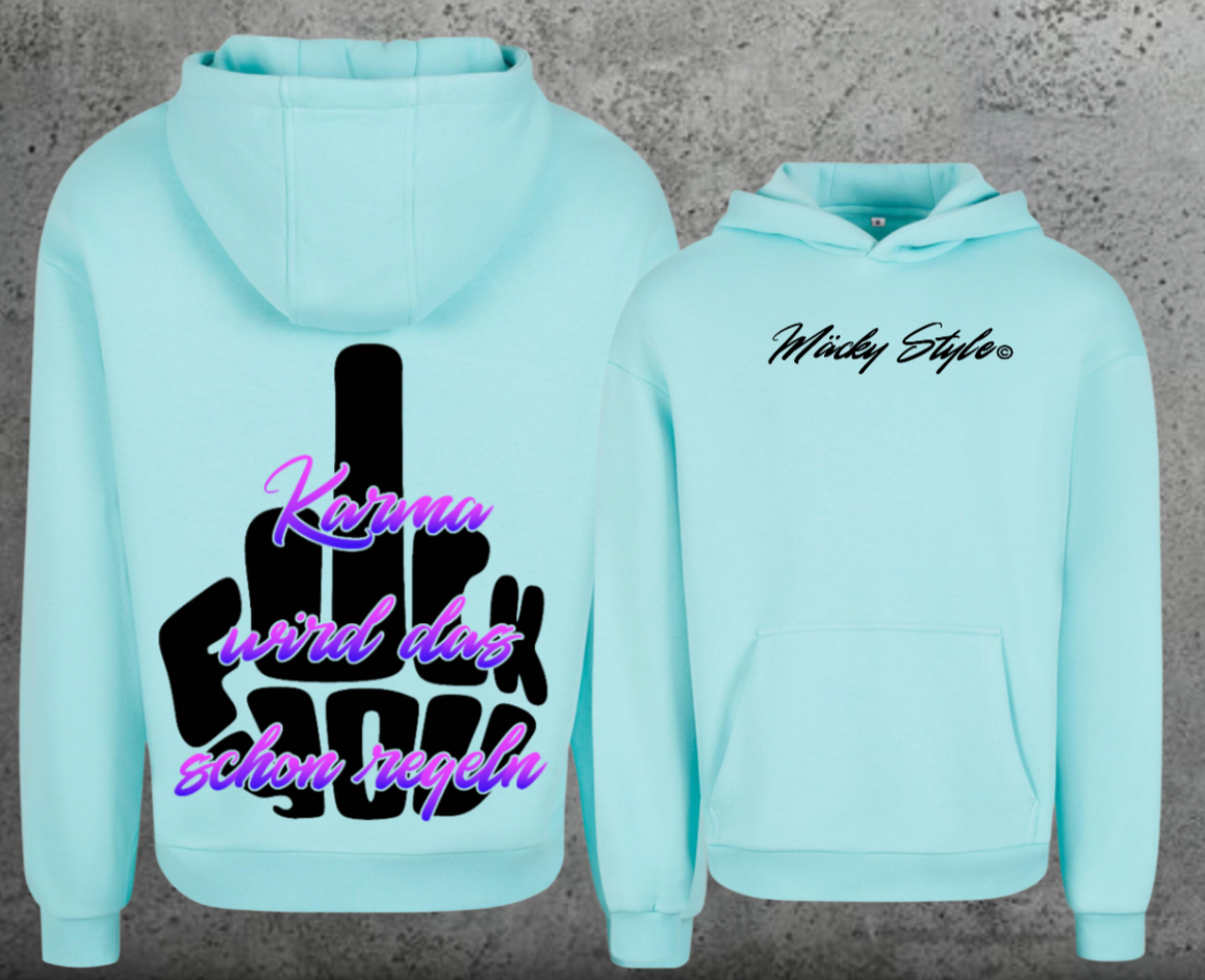 FuckYou Karma (Schwarz/Bunt) Hoodie Soft Backprint
