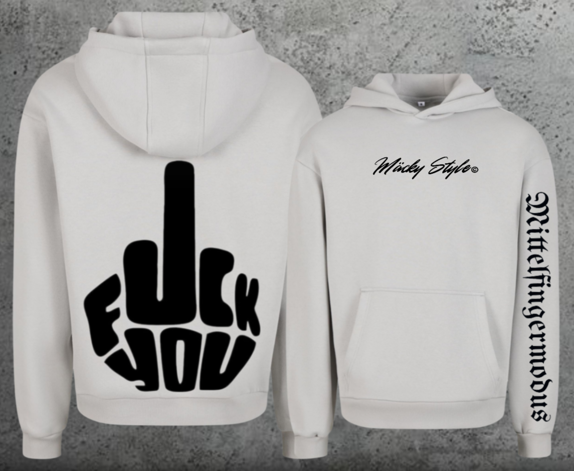 FuckYou - Mittelfingermodus Schwarz Hoodie Soft Backprint