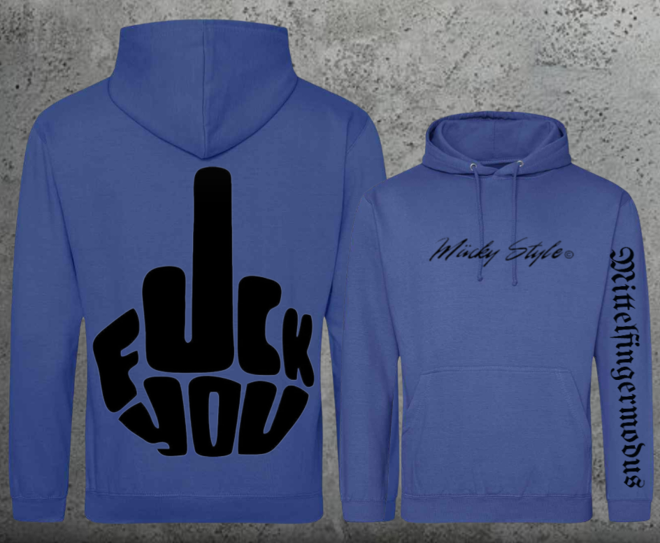 FuckYou - Mittelfingermodus Schwarz Hoodie Unisex Backprint