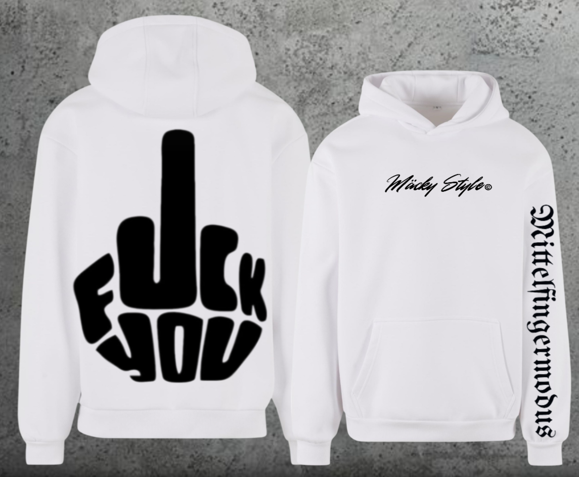 FuckYou - Mittelfingermodus Schwarz Hoodie Soft Backprint