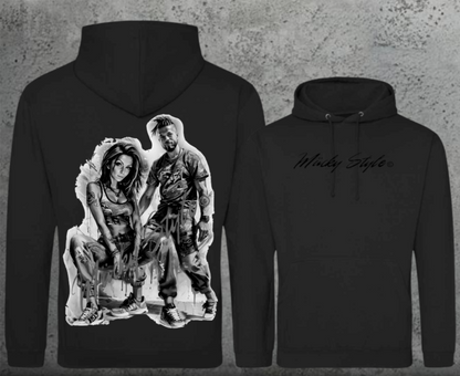 Die Macher Schwarz/Weiss Hoodie Unisex Backprint