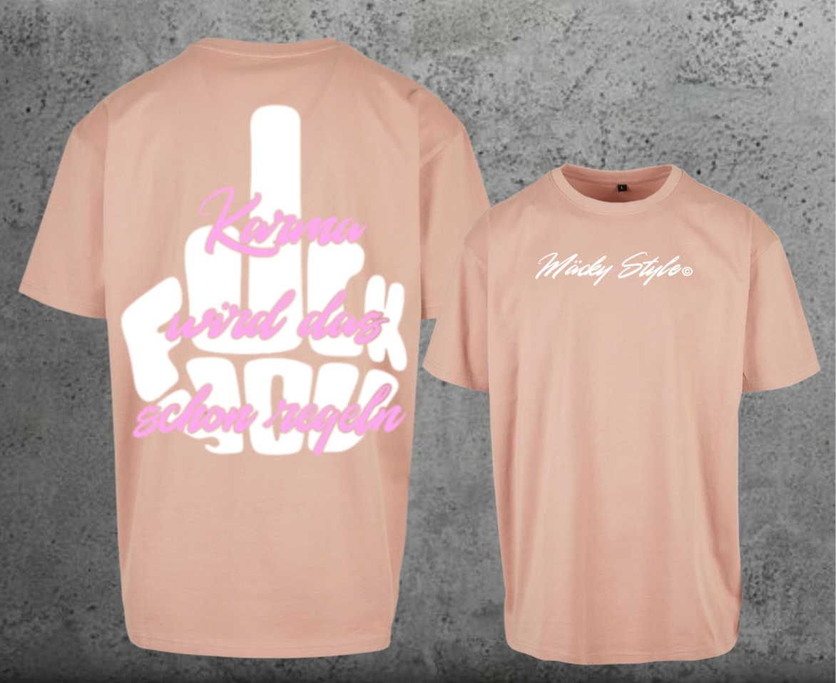 FuckYou Karma (Weiss/Rosa) Oversize Shirt Backprint