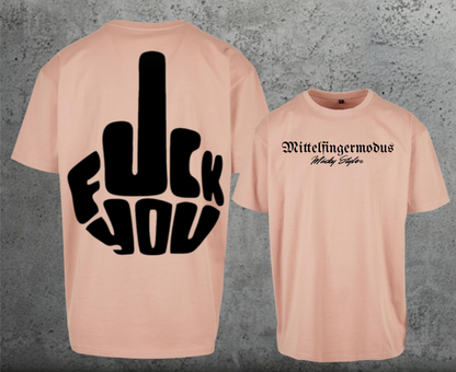 FuckYou - Mittelfingermodus Schwarz Oversize Shirt Backprint Unisex