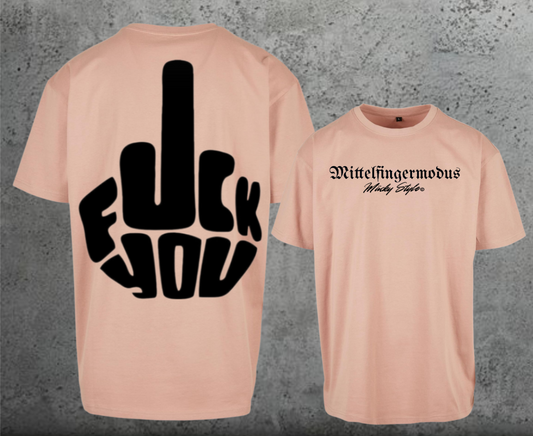 FuckYou - Mittelfingermodus Schwarz Oversize Shirt Backprint