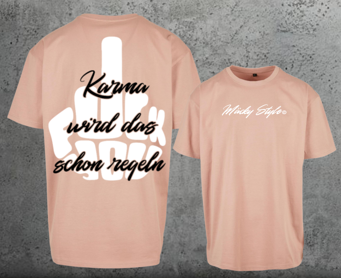 FuckYou Karma (Weiss/Schwarz) Oversize Shirt Backprint