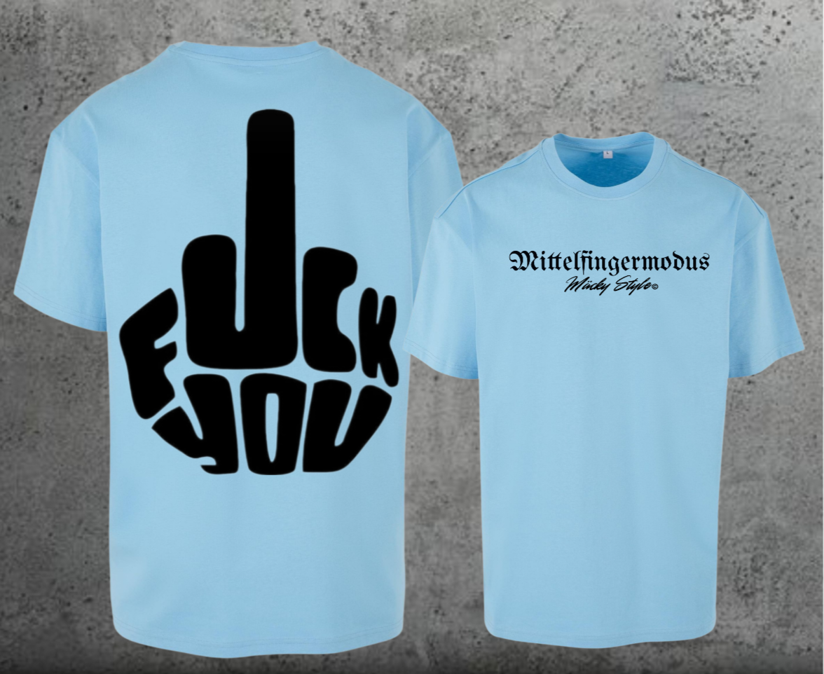 FuckYou - Mittelfingermodus Schwarz Oversize Shirt Backprint