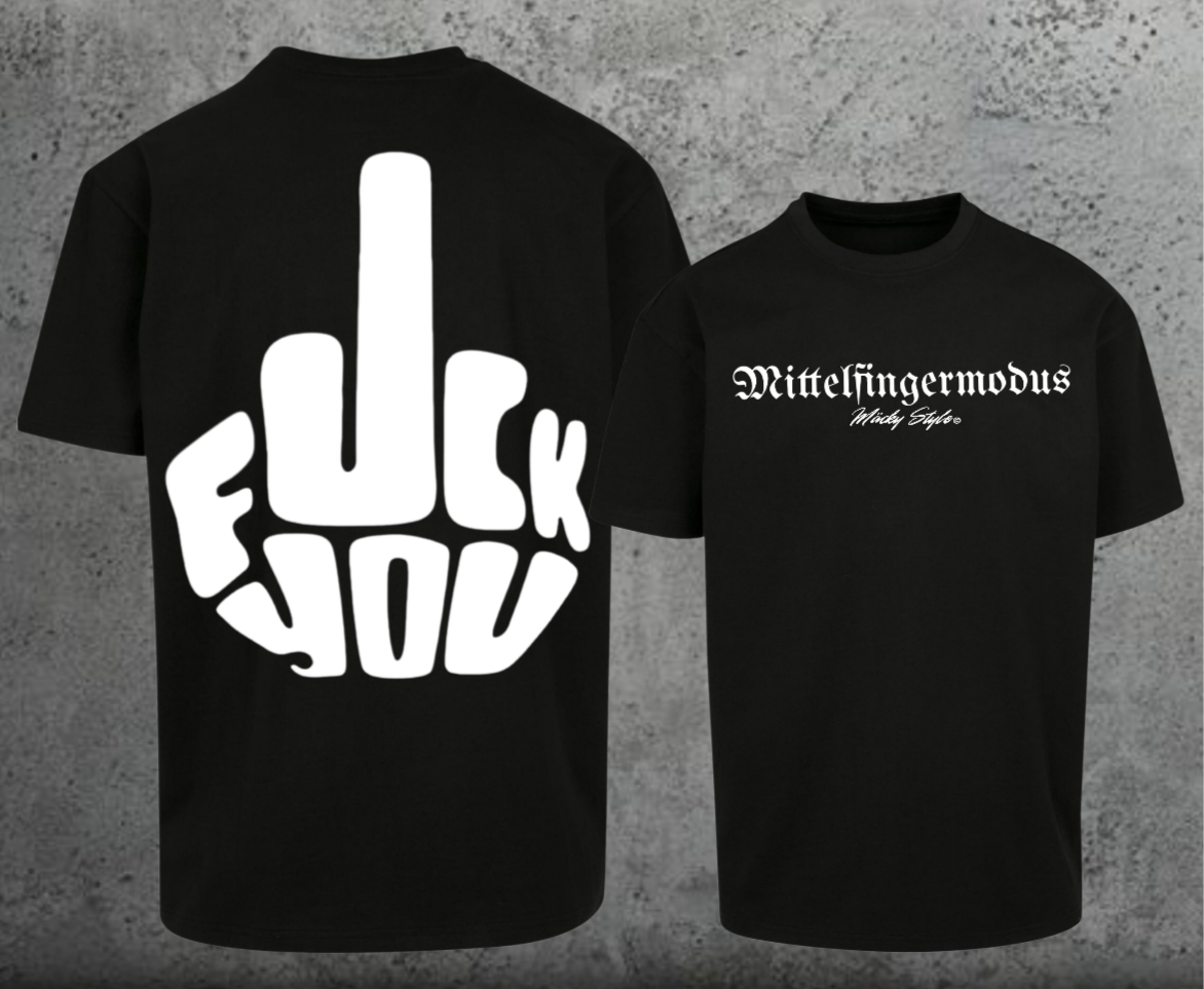 FuckYou - Mittelfingermodus Weiss Oversize Shirt Backprint