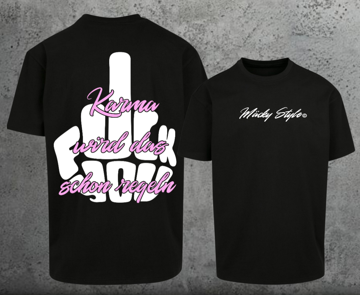 FuckYou Karma (Weiss/Rosa) Oversize Shirt Backprint